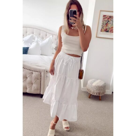 FREE PEOPLE Hummingbird Stretch Cotton Top in Ivory Size Medium - Picture 3 of 15